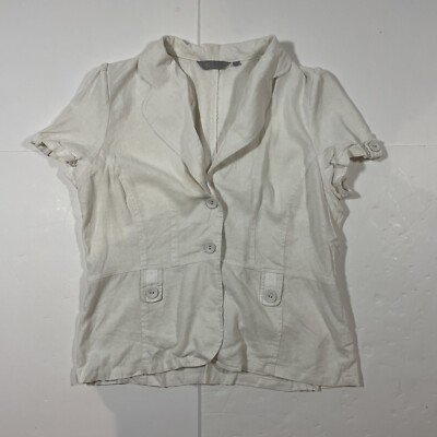 MIA MODA Ladies White Cotton Summer Shirt Top Blouse Size 14 WC6