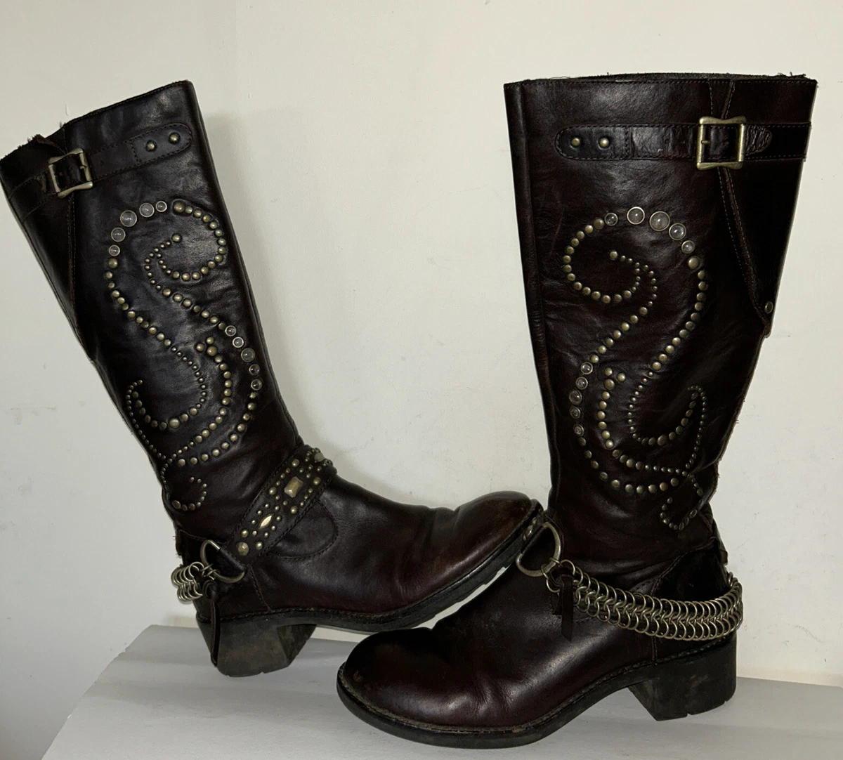 Studded biker cheap boots uk