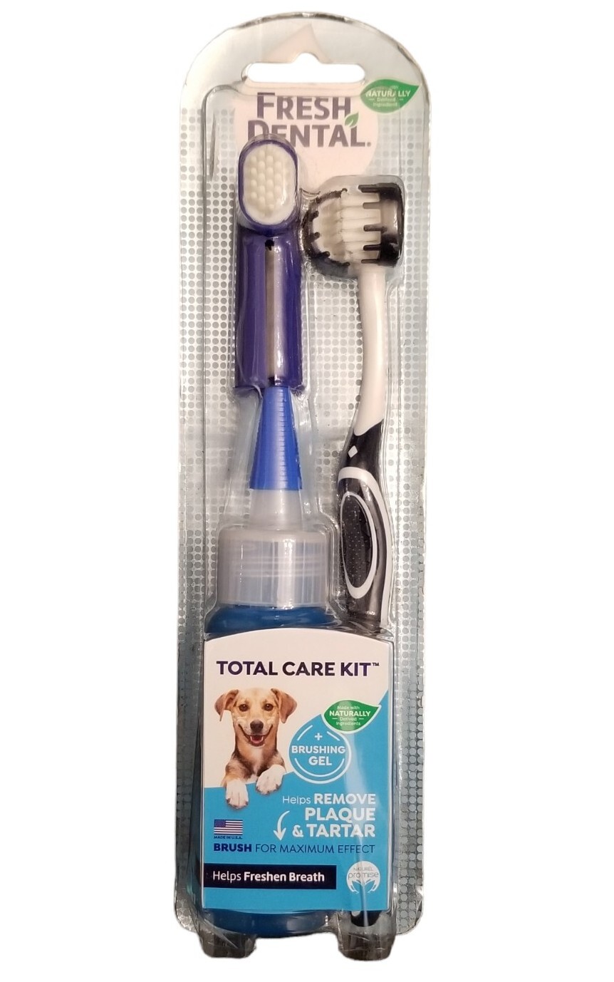Fresh Dental Total Care Kit Dog Toothbrush + Brushing Gel Remove Plaque