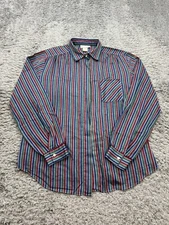 Vtg Laura Mae Top Women 16 Colorful Striped Long Sleeve Button Up Shirt Blouse