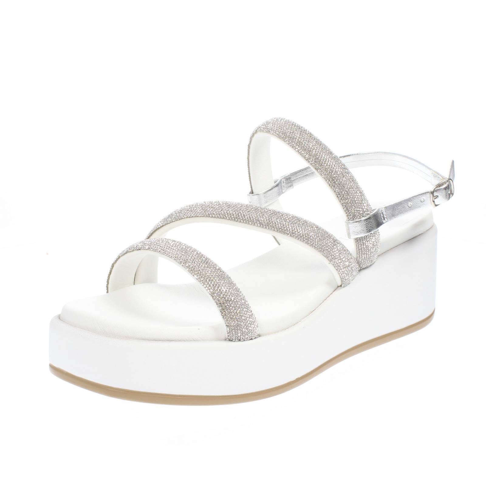 Cafe' Noir Sandali Con Zeppa E Plateau Argento - Taglia 39 Scarpe Donna Sandali