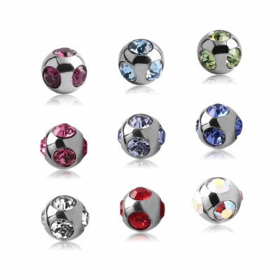Titan Piercingkugel Multi-Glitzerstein 1.2 mm Gewinde Einzelteil Ersatzteil