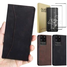 For Samsung Galaxy S20 Plus Ultra FE Case Flip Leather Cover / Screen Protector