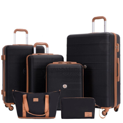 Bari Gepäck Set, 6-teilig, 4 Koffer mit Rollen, Reisetasche, Schwarz