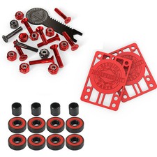 Independent Trucks Skateboard Hardware Blk/Red  Tool  Risers  Abec 5 Bearings