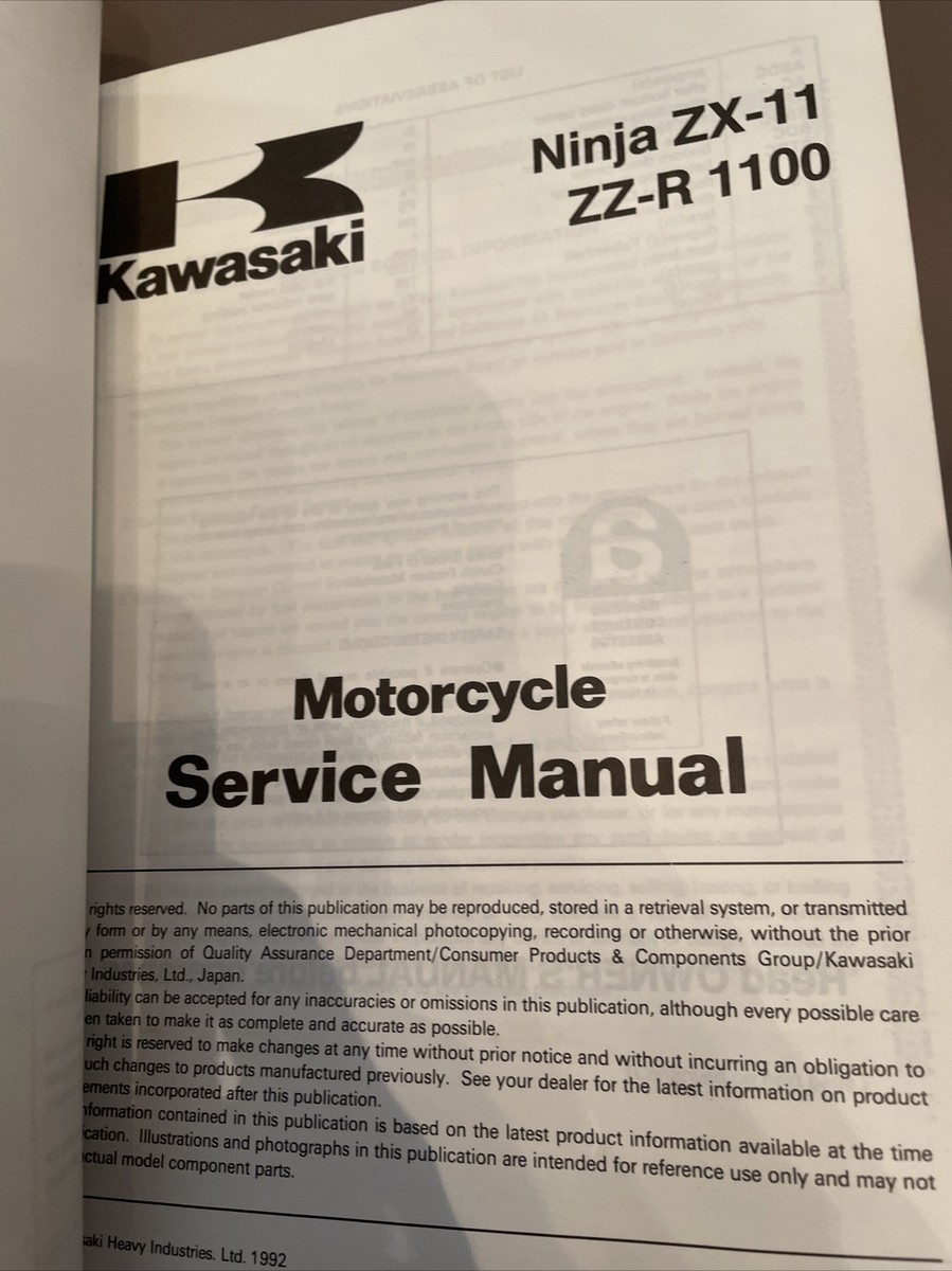 まん　サービスマニュアル 1993 Kawasaki ZX1100-D1 Service Manual Part # 999924-1159-01 | eBay