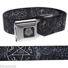 Supernatural Pentagram Stars Occult Goth Black Seatbelt Seat Belt Buckle Down