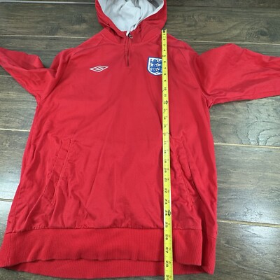 Vintage Umbro England Hoodie Jacket Mens Large Red 1/4 Zip Futbol