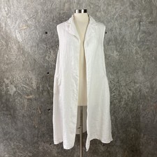 Women’s Brynn Walker Off White Open Front Linen Duster Cover Up