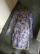 Purple long sleeved mini evening dress size 12