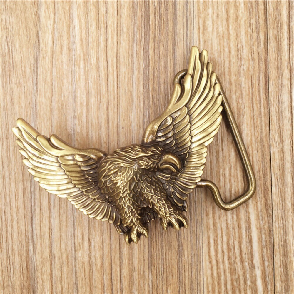Western Belt Buckle for Men Women Cowboy Vintage Style Flying Eagle Solid Brass