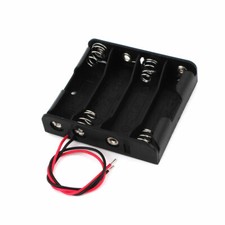 6" Wire Leads Clip Plastic 4 x AA 1.5V Battery Storage Case Holder Black