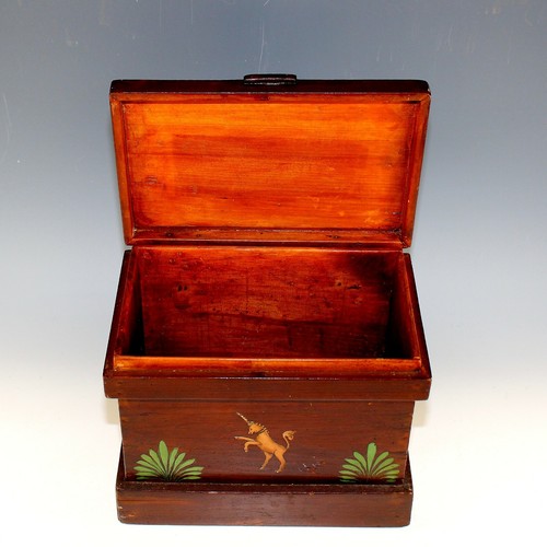 Antique Folk Art American Hand Painted Wood Document Jewelry Desk Box - Picture 10 of 11