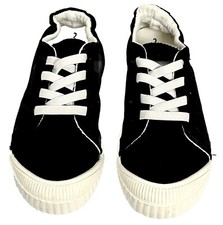 Girls Shoes - Wonder Nation Size 2 Memory Foam Slip-On Lace-up - Black White