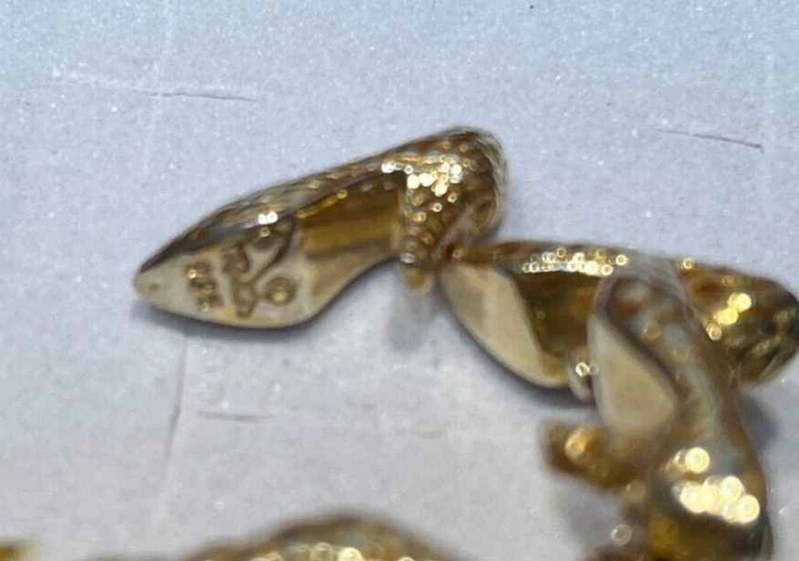 Brincos vintage raros de prata esterlina 925 ouro 18K lavagem chuva salto alto aro J - Imagem 3 de 4