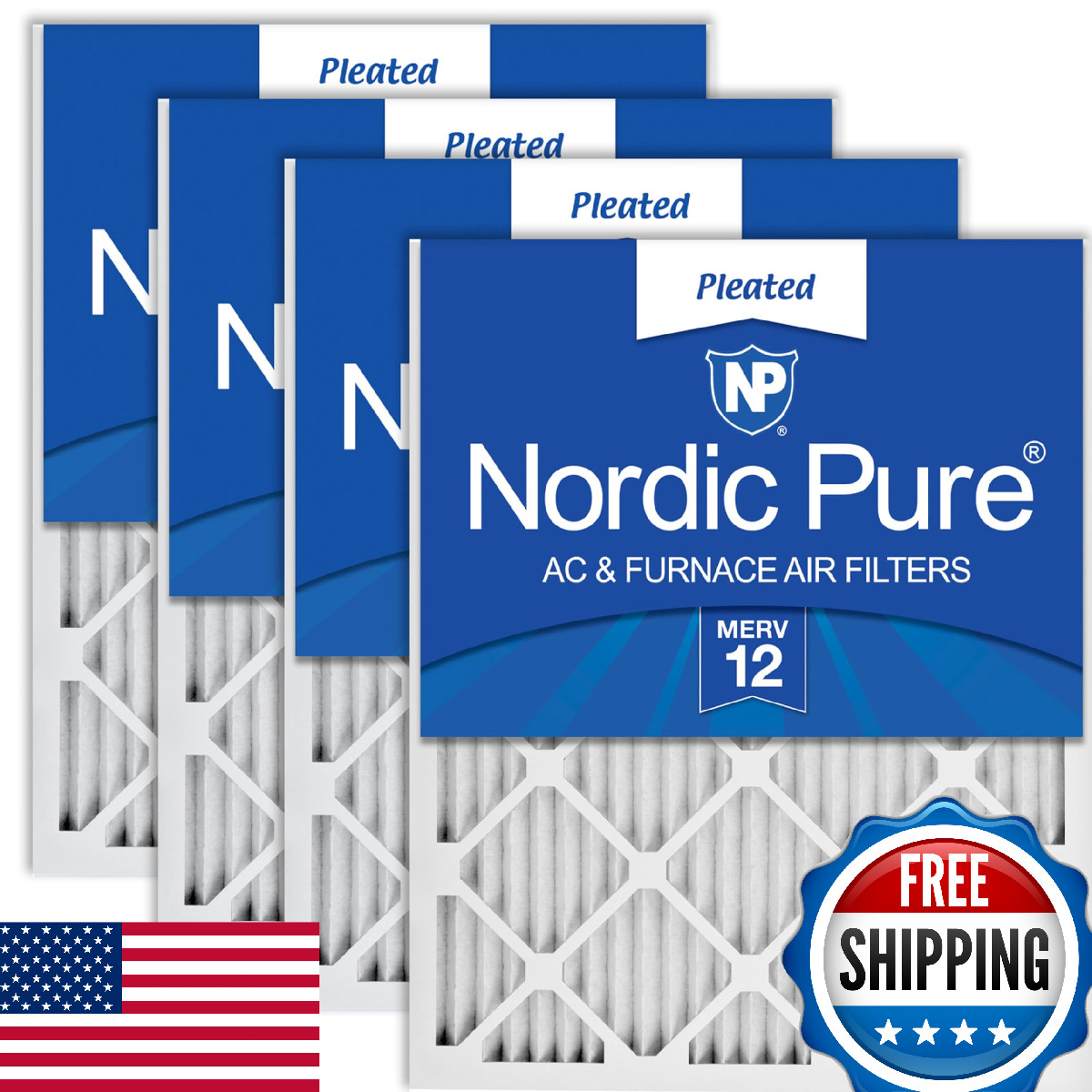 Nordic Pure 20x24x1 MERV 12 Pleated AC Furnace Air Filters 4-Pack