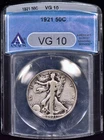 1921-S Walking Liberty Half Dollar 50c ANACS VG10