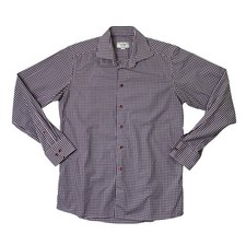 Eton Dress Shirt Mens M Medium Navy White Gingham Contemporary Fit Dress