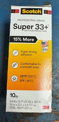 3M Scotch Super 33+ Electrical Tape 3/4'' x 76' - Black - 10 Pack