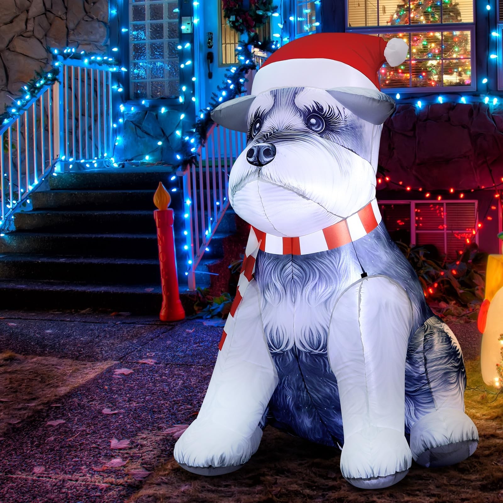 5 ft Schnauzer Christmas Inflatable Yard Decoration with LED Lights