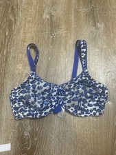 Wacoal Bra 36D Awareness Full Figure Underwire 85567 Blue White Cheetah leopard