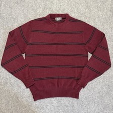 Vintage Le Tigre Sweater Mens L Pullover Crewneck Burgundy Striped 90s Preppy