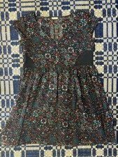 Ecote Women's Sz Small Urban Outfitters Babydoll Sheer Dress Black/Floral Motif