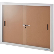 Enclosed Cork Bulletin Board with Sliding Doors 48"W x 36"H