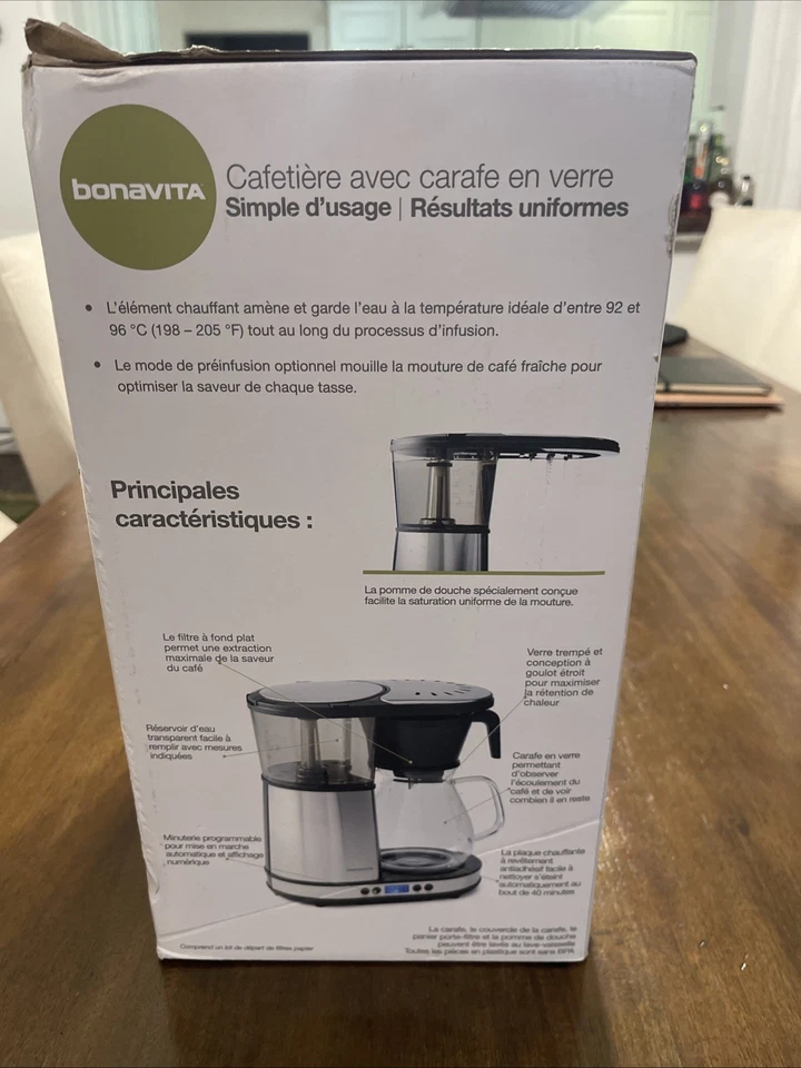 Café programable Bonavita 8 tazas de un toque con plato de calentamiento y jarra de vidrio Foto 3 de 4