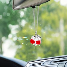 Cute Car Charms Rear View Mirror Accessories with Crystal Heart Suncatcher Prism