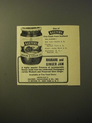 1961 Baxters Rhubarb and Ginger Jam Advertisement