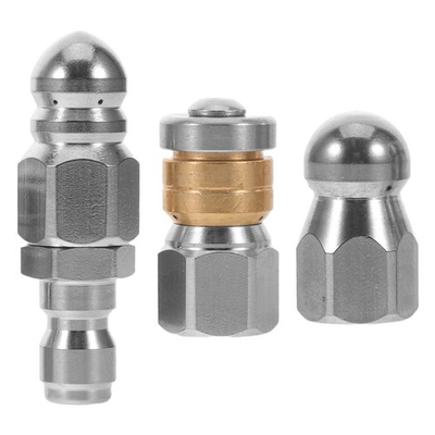 #ad 3pcs Stainless Steel Sewer Nozzle Pressure Washer Hose Attachment $26.98