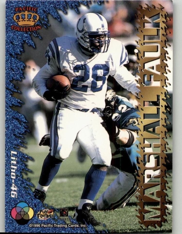 1996 Pacific Litho-Cel Marshall Faulk #Litho-46 Indianapolis Colts - Image 2 of 2