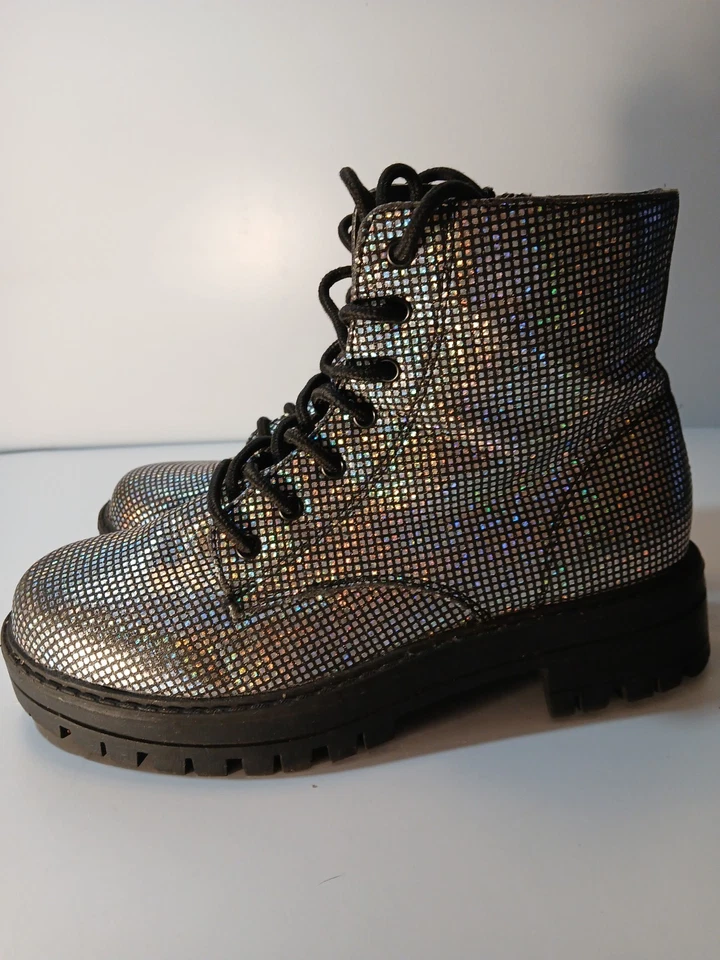 Sugar & Jade Holographic Girl's Boots Size 3 Back To School Shoes - Image 4 of 4
