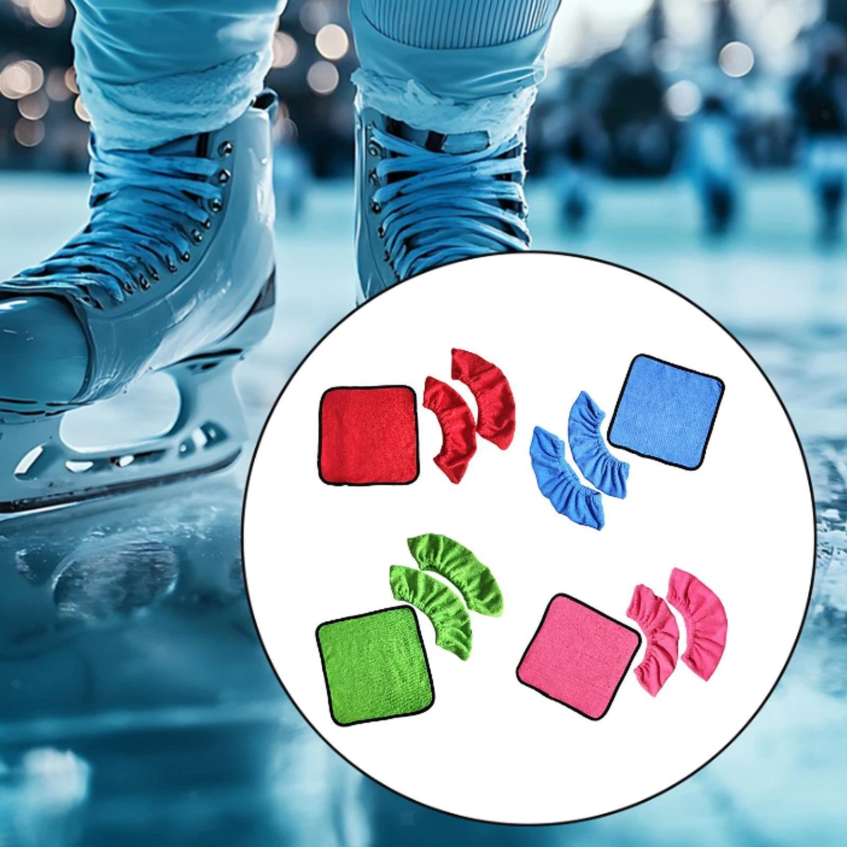 Paire De Housses Pour Patins à Glace – Fibre Polyester Absorbante, Taille Unique Pour Lames 25-30cm, Vert, Pour Patinage Artistique Et Hockey