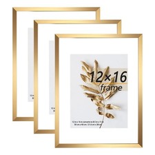 Hogaryo 3-Pack 12x16 Gold Picture Frames for 8.5x11 Photos - Wall/Table Mount
