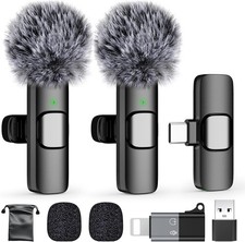 PoP voice USB C Mini Wireless Lavalier Microphone for iPhone/Android, Lapel Mic