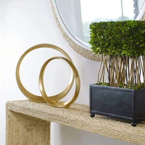 Jimena 14" High Gold Ring Metal Sculptures Set of 2 - Picture 4 of 4