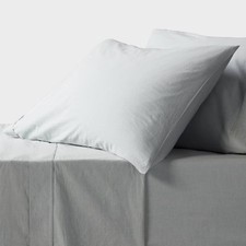 Queen 250 Thread Count Organic Percale Sheet Set Blue Chambray - Threshold: