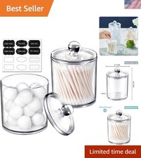 Shatterproof Acrylic Apothecary Jars with Labels - Minimalist Vanity Storage