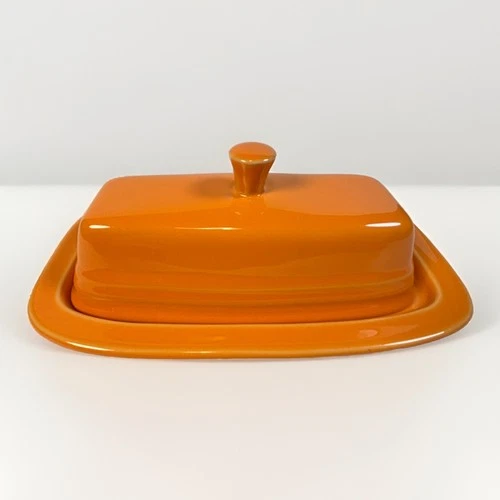 Fiesta Fiestaware Homer Laughlin Orange Tangerine Butter Dish With Lid USA