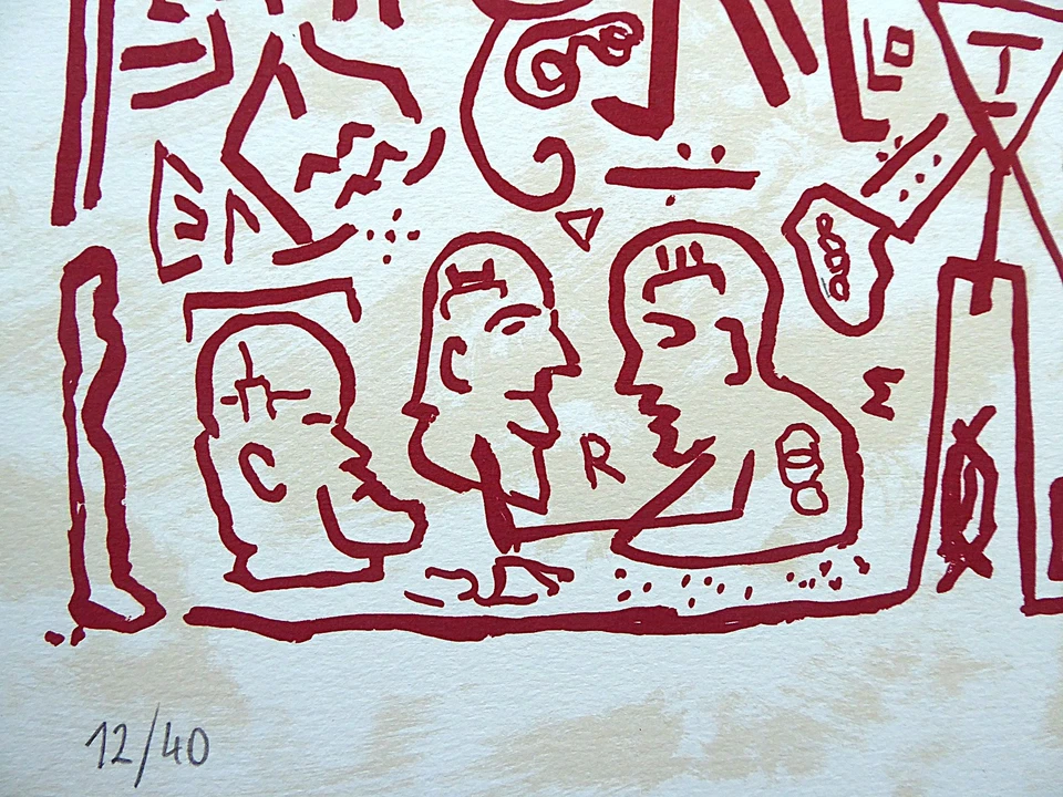 A. R. PENCK - "OHNE TITEL - ROTE VARIANTE" - FARBSERIGRAFIE - DRUCKKFRISCH !!! - Bild 2 von 4