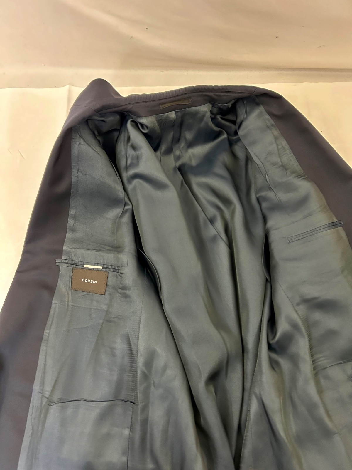 Corbin Recent Blue Navy Wool Solid Blazer Sz 44L - image 15