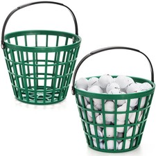 2 Pack Plastic Golf Ball Basket, Golfball Container Ball Bucket with Handle, ...