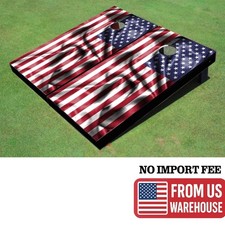 Custom Wavy American Flag Custom Cornhole Board Set, Painted/Finished Frames