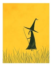 Mystical Witch Wall Art Poster - Enchanting Yellow Background