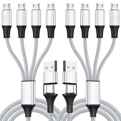 Micro USB Cable, 4-in-2 Multi USB Splitter Charging Cable [2Pack 4Ft], USB A/...