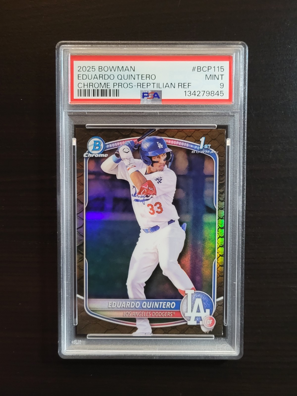 2025 Bowman Chrome Prospects #bcp115 Eduardo Quintero Reptilian Refractor PSA 9