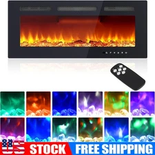 40" Electric Fireplace Recessed and Wall Mounted 750W/1500W W/ Multicolor Flame