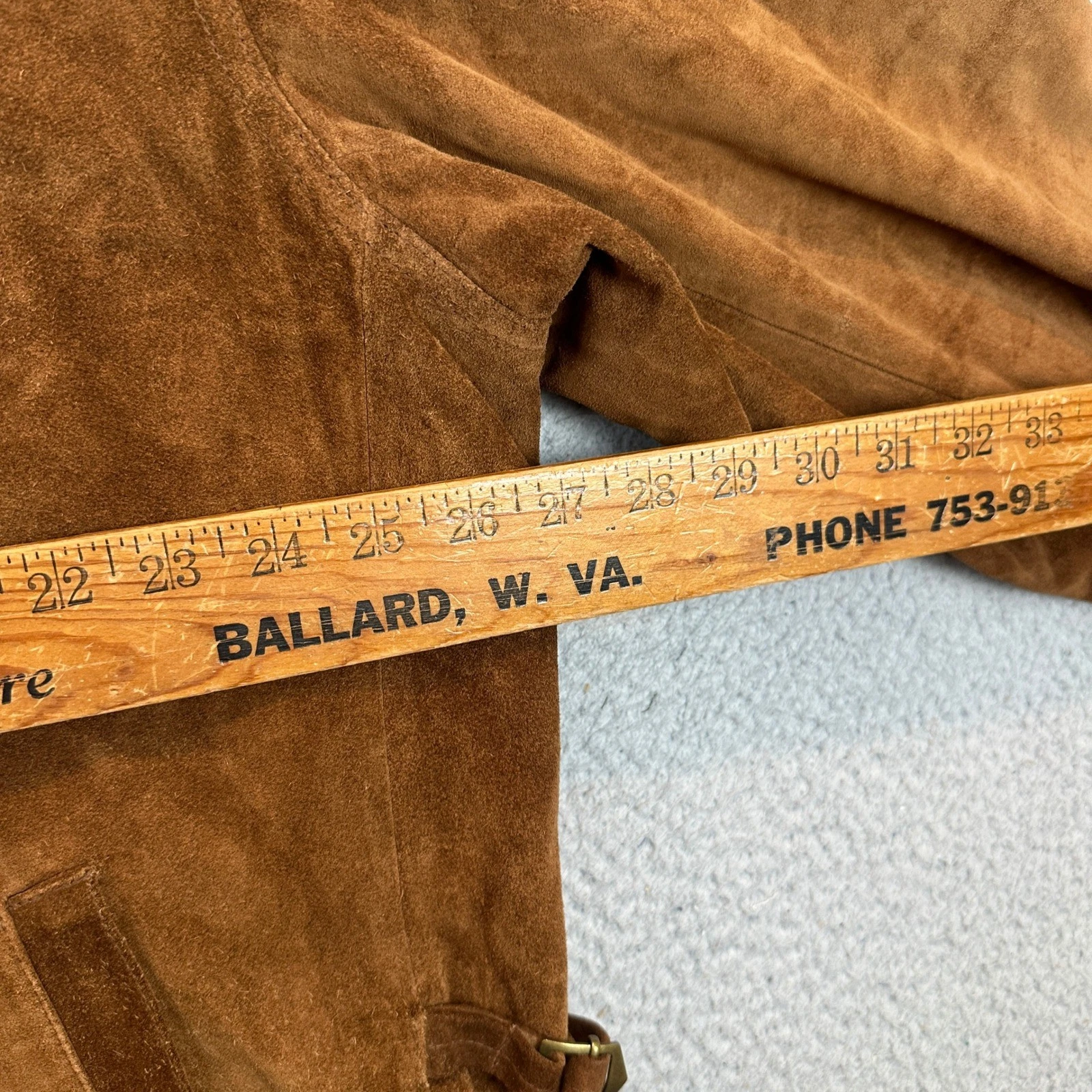 Polo Ralph Lauren Jacket Mens 2XL Suede Leather Brown Full Zip Long Sleeve EUC - product detail image 8